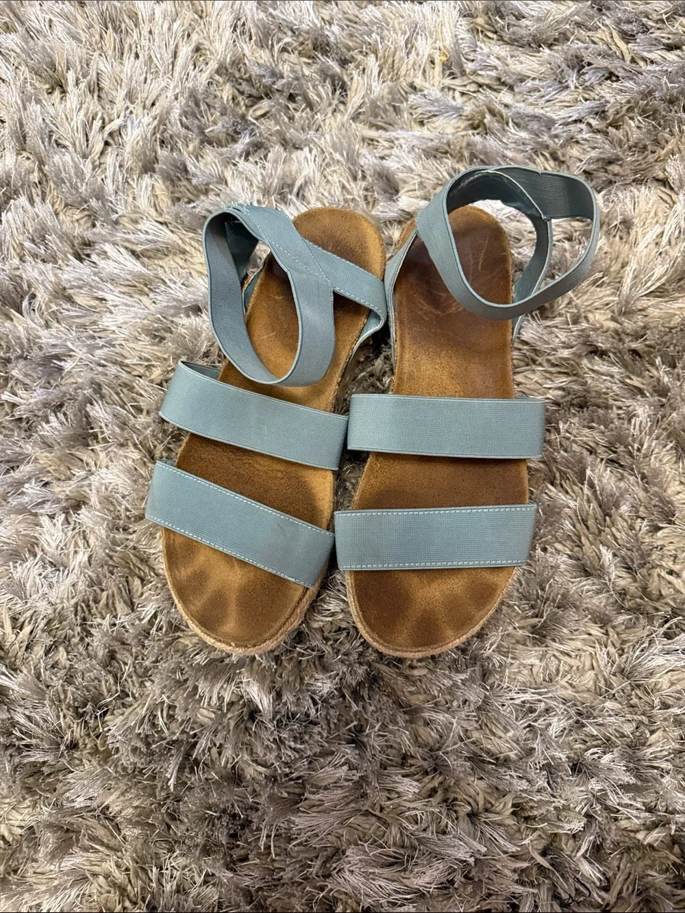 Blue Espadrille Platform Sandals with Elastic Straps